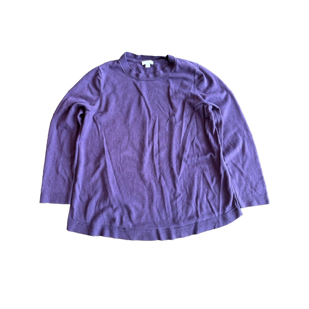 J Jill Knit crew neck pullover sweater women's Size Petite Medium Purple cotton